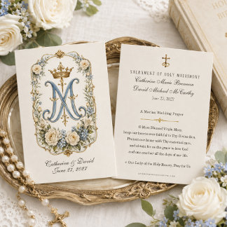 Huwelijksgeschenk met monogram van de Maagd Maria Visitekaartje