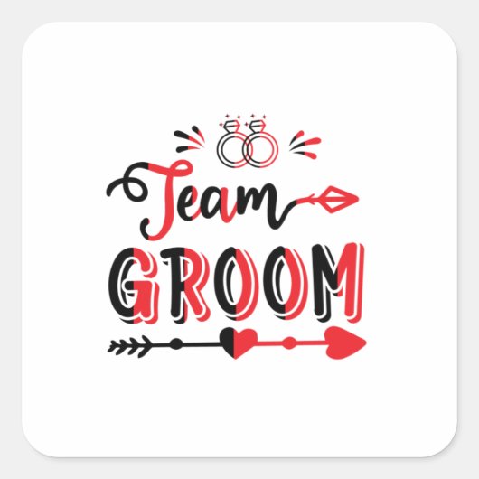 Huwelijksgeschenk Team Bruidegom Vierkante Sticker (Voorkant)