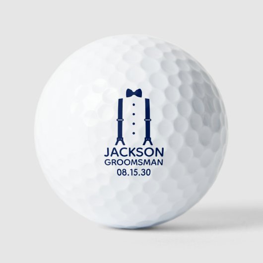 Huwelijksgetuige Blauwe Das Golfballen (Voorkant)