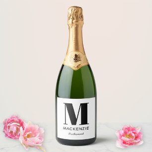 Huwelijksgetuige Monogram Naam Sparkling Wijnetiket