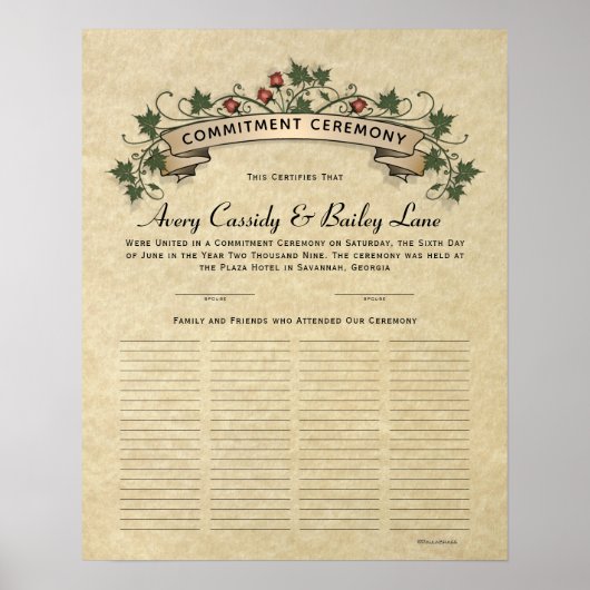 huwelijksgetuigschrift van de gastboekje poster (Voorkant)