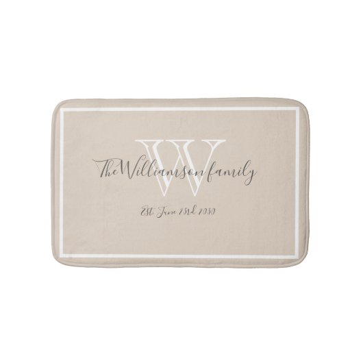 Huwelijksgift Modern Familie Monogram Script Stijl Badmat (Voorkant)