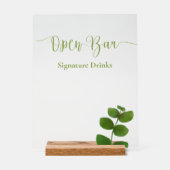 Huwelijksgroen Chic Open Bar Acryl Bord (Voorkant)