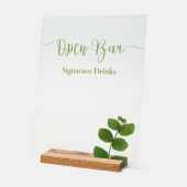 Huwelijksgroen Chic Open Bar Acryl Bord (Hoek)