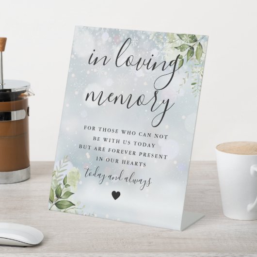 Huwelijksgroen In Loving Memory Memorial Winter Reclamebord Met Voetstuk (Insitu)