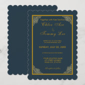 huwelijksgroene goudluxe grensuitnodiging kaart (Voorkant / Achterkant)