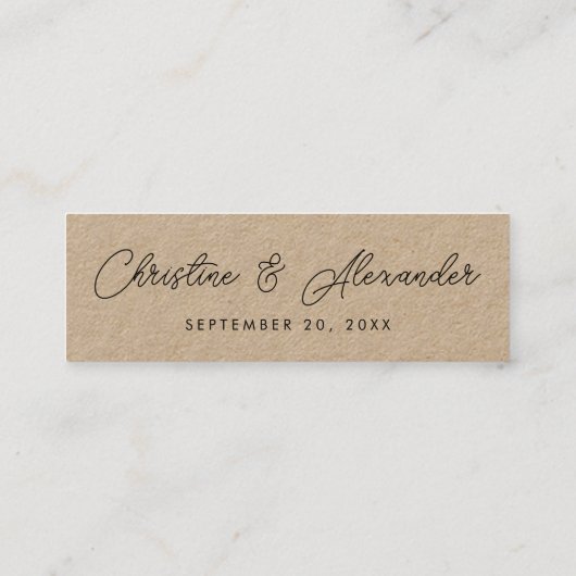 huwelijksgunst bladwijzer simpele elegante moderne mini visitekaartje (Achterkant)