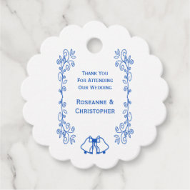 Huwelijksgunst Cadeautag Blauw Saffier Bellen Bedankjes Labels