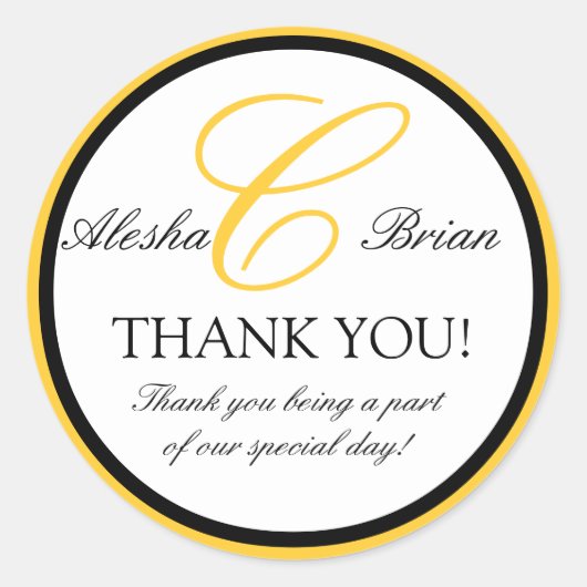 Huwelijksgunst Dank u Stickers Monogram C (Voorkant)