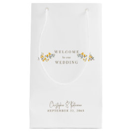 Huwelijksgunst Geel Bloemen Gouden Tekst Custom Klein Cadeauzakje