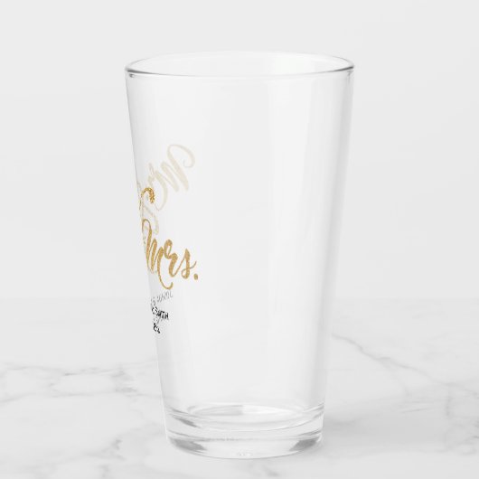 Huwelijksgunst Geschenk Mr en Mrs Goud Glitter Glas (Links)