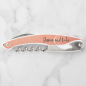 Huwelijksgunst Gift Elegant Roos Gold Monogram Kurkentrekker (Achterkant)