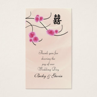 Huwelijksgunst Gift Label Dubbel Geluk Cherry Blo Visitekaartjes