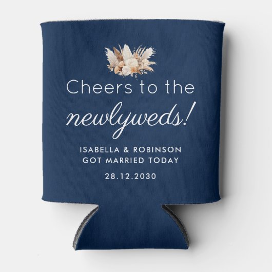 Huwelijksgunst Hoera voor de Passen getrouwd Navy  Blikjeskoeler (Voorkant)