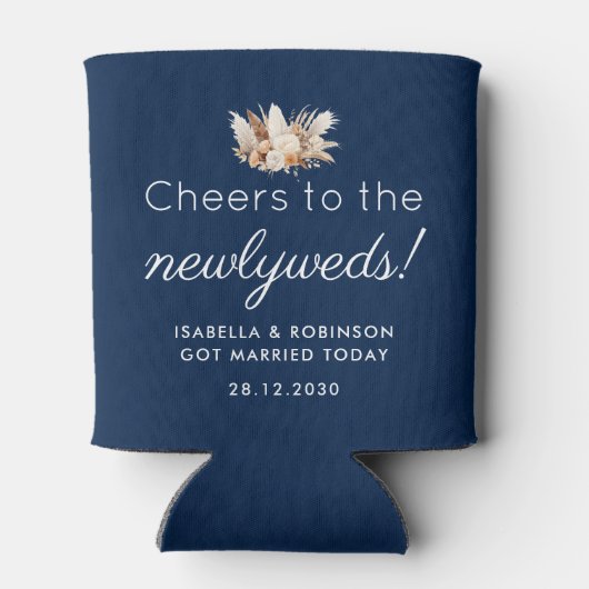 Huwelijksgunst Hoera voor de Passen getrouwd Navy  Blikjeskoeler (Achterkant)