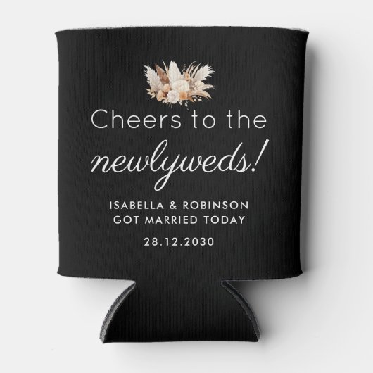 Huwelijksgunst Hoera voor de Passen getrouwd Zwart Blikjeskoeler (Voorkant)