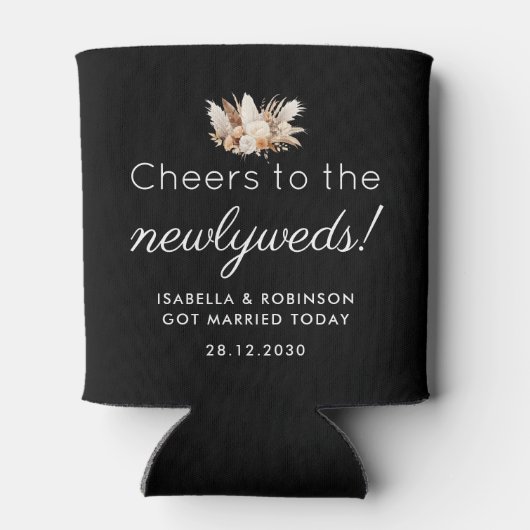 Huwelijksgunst Hoera voor de Passen getrouwd Zwart Blikjeskoeler (Achterkant)