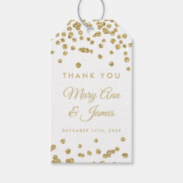 Huwelijksgunst Label Gouden Faux Glitter Confetti  Cadeaulabel