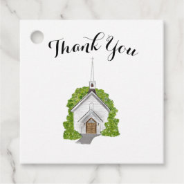 Huwelijksgunst labels- waterverf kerk bedankjes labels