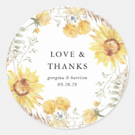 Huwelijksgunst Late Zomer Zonnebloem Ronde Sticker