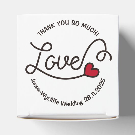 Huwelijksgunst Liefde Rode Hart Typografie Kunst Bedankdoosjes (Bovenkant)