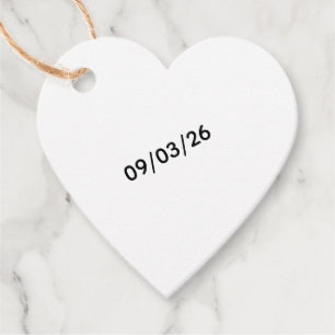 Huwelijksgunst met datum en hart Minimalistisch Bedankjes Labels