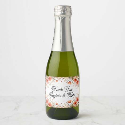 Huwelijksgunst mini fleslabels sparkling wijnetiket (Voorkant)