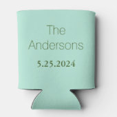 Huwelijksgunst Monogram Hartkrans Groene Pastel Blikjeskoeler (Achterkant)