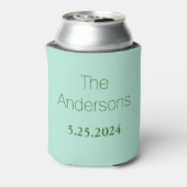 Huwelijksgunst Monogram Hartkrans Groene Pastel Blikjeskoeler (Blikje Achterkant)