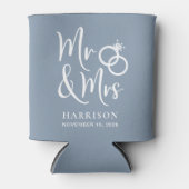 Huwelijksgunst Mr en Mrs Dusty Blue Blikjeskoeler (Voorkant)