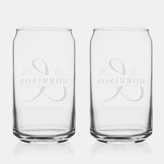 Huwelijksgunst Mr. Mrs. Black White Blikvorm Glas (Achterkant)