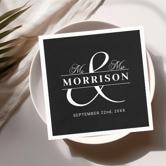 Huwelijksgunst Mr. Mrs. Black White Servet