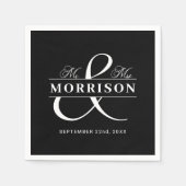 Huwelijksgunst Mr. Mrs. Black White Servet (Voorkant)