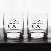 Huwelijksgunst Mr. Mrs. Black White Whisky Glas