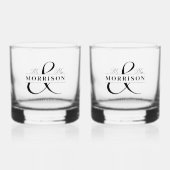 Huwelijksgunst Mr. Mrs. Black White Whisky Glas (Voorkant)
