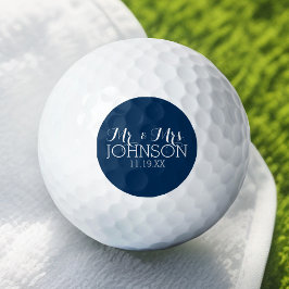 Huwelijksgunst Mr & Mrs Effen kleur Navyblauw Golfballen
