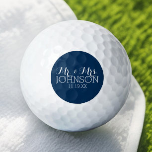 Huwelijksgunst Mr & Mrs Effen Kleur Navyblauw Golfballen