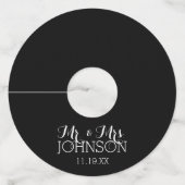 Huwelijksgunst Mr & Mrs Effen kleur zwart Wijnglaslabel (Voorkant)