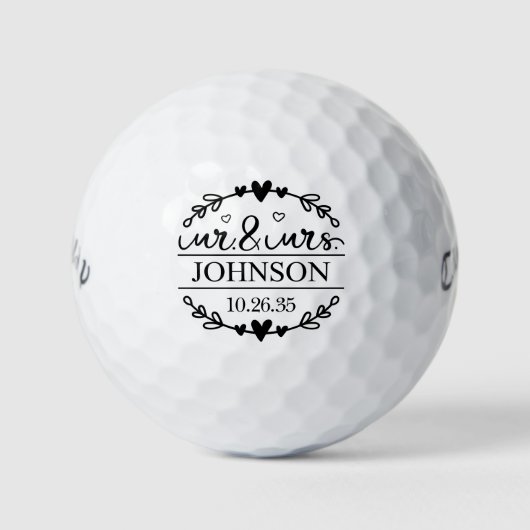Huwelijksgunst Mr & Mrs Golfballen (Voorkant)
