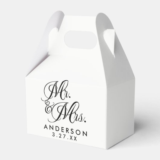 Huwelijksgunst Mr. & Mrs. Zwart Wit Bedankdoosjes (Voorkant Zijde)