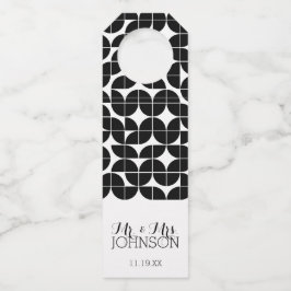 Huwelijksgunst Mr & Mrs Zwart Wit MCM Patroon Flessenhanger