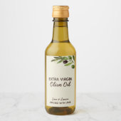 Huwelijksgunst Olijfolie Moderne rustieke fles Wijn Etiket (Voorkant)