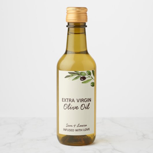Huwelijksgunst Olijfolie Moderne rustieke fles Wijn Etiket (Voorkant)