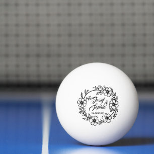 Huwelijksgunst Paar Naam Datum Bloemencirkel Pingpongbal