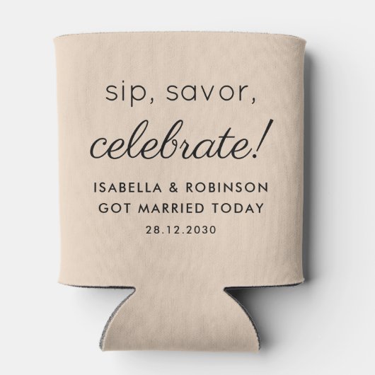 Huwelijksgunst Sip Savor Celebrate Amandelgrappig Blikjeskoeler (Achterkant)