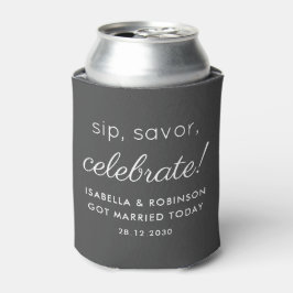 Huwelijksgunst Sip Savor Celebrate Dark Grey Grapp Blikjeskoeler