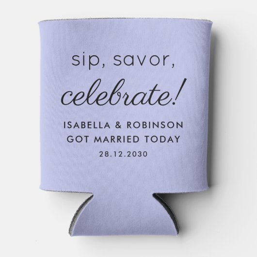 Huwelijksgunst Sip Savor Celebrate Light Blue Funn Blikjeskoeler (Voorkant)
