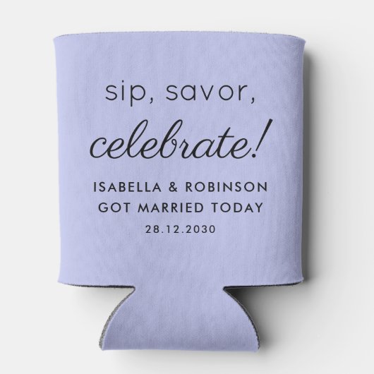 Huwelijksgunst Sip Savor Celebrate Light Blue Funn Blikjeskoeler (Achterkant)