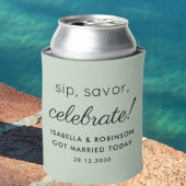 Huwelijksgunst Sip Savor Celebrate Sage Green Funn Blikjeskoeler