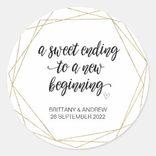 Huwelijksgunst Treat Bag Jam Jar Sweet Beginning C Ronde Sticker